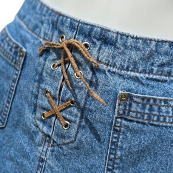 Women's A-Line Denim Lace Up Skirt COVINGTON sz 4 - Picture 7 of 7